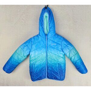 Eddie Bauer Blue Ombre Reversible Puffer‎ Jacker Kids Medium Size 7/8